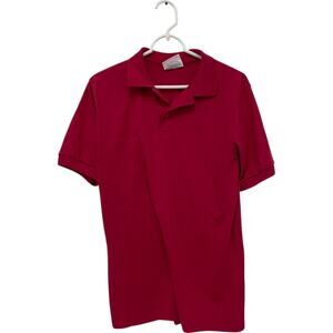 Crest Polo Shirt Medium Red Cotton Blend Collared Short Sleeve Casual Pullover